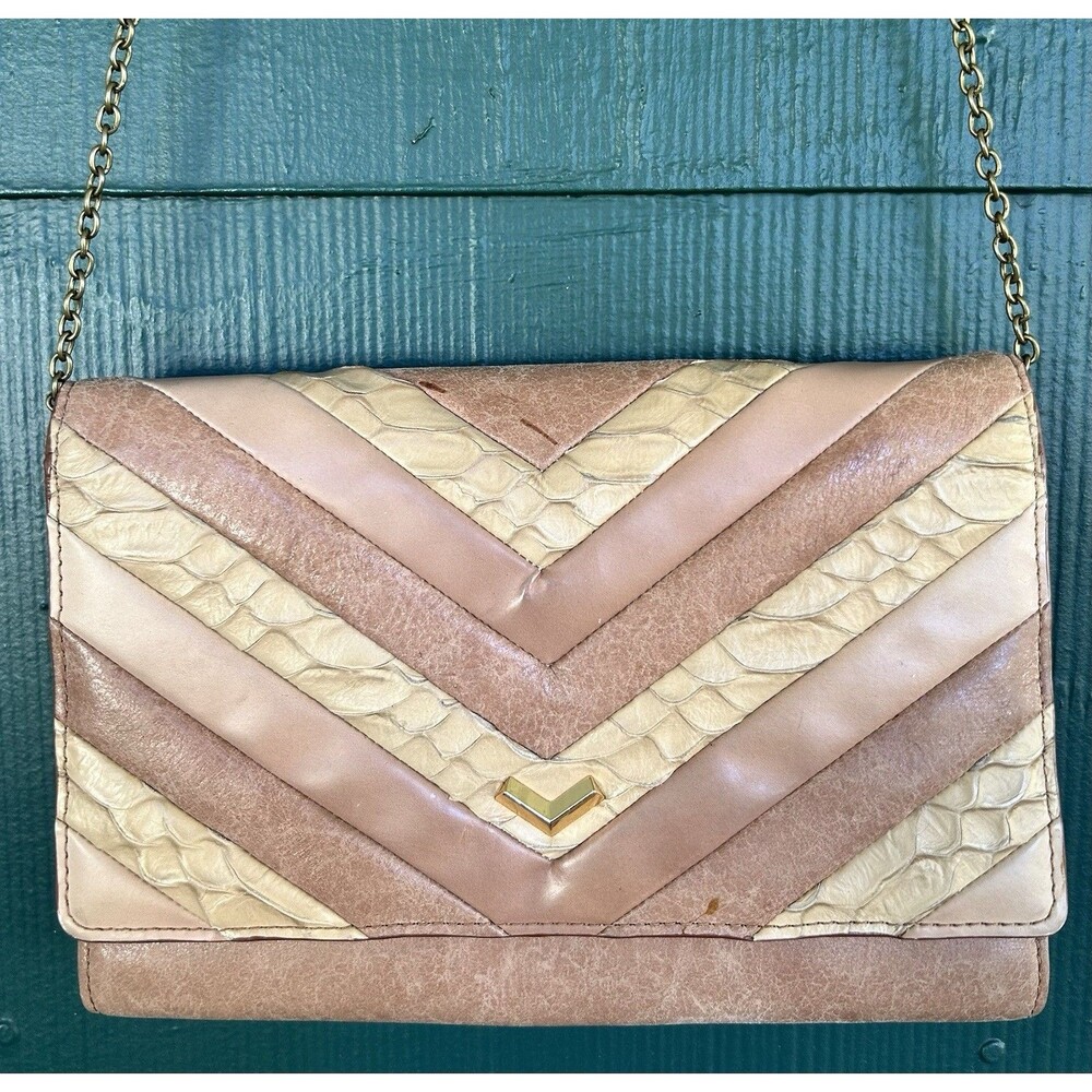 Botkier SoHo Quilted Leather Wallet On Chain Crossbody Clutch Bag Blush Tan